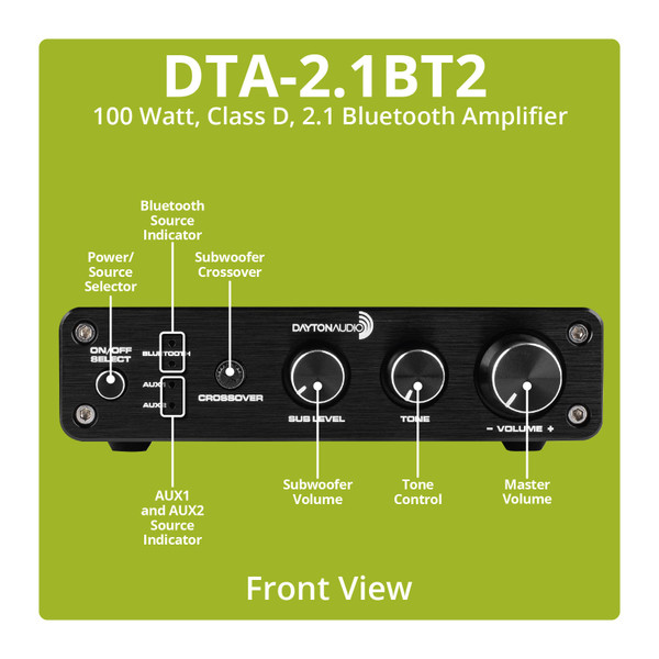 Alternate view 1 for Dayton Audio DTA-2.1BT2 100W 2.1 Class D Bluetooth 300-3831